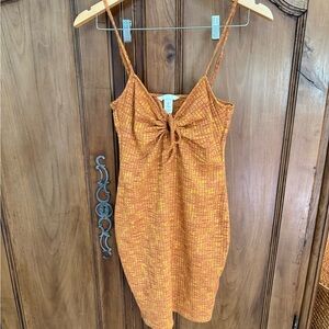 H&M Textured Orange Dress with Front Tie